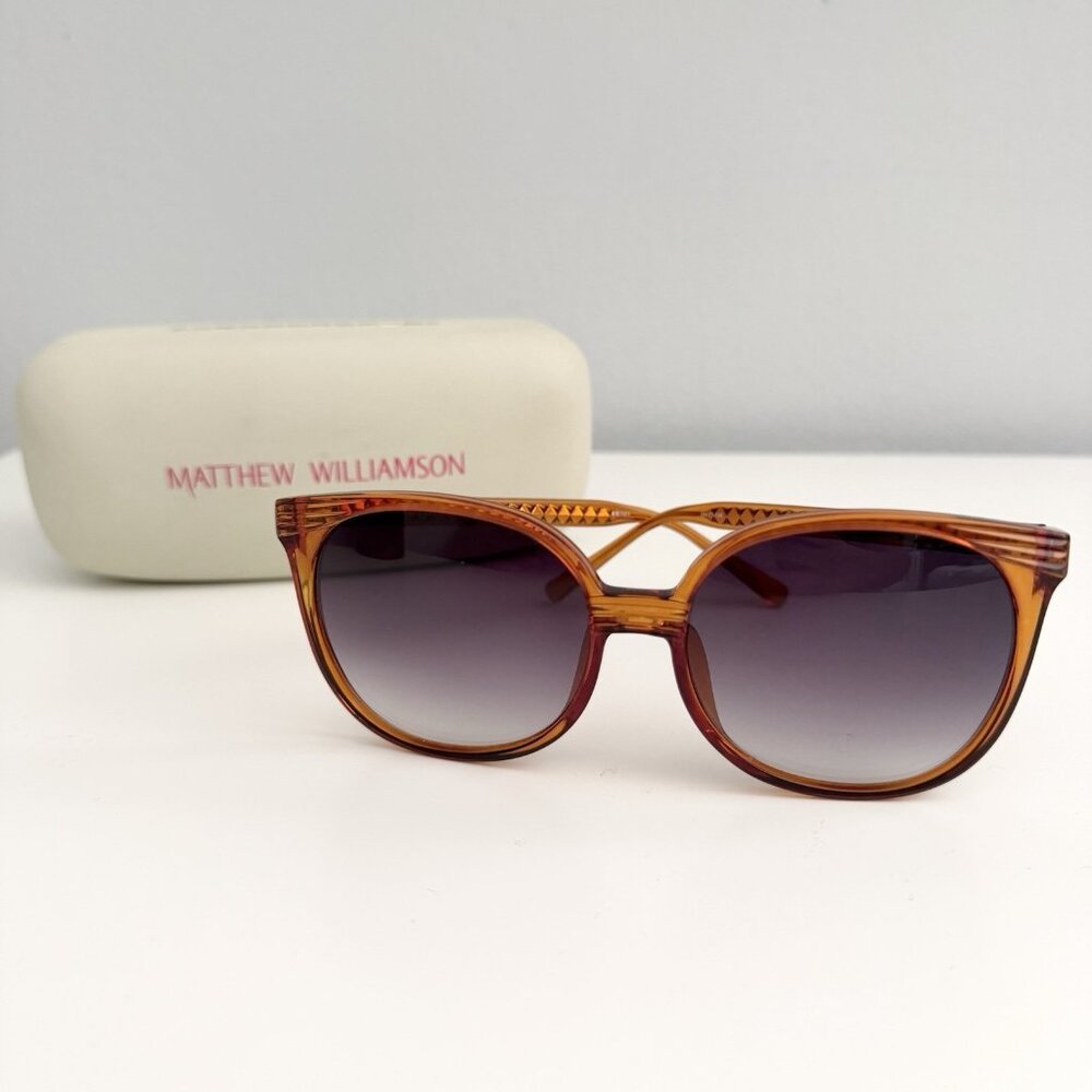 Linda Farrow x Matthew Willamson Orange Sunglasses w Micro-Fiber Cloth and Case